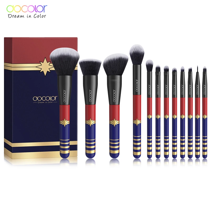 Docolor 12PCS Набор кистей для макияжа Косметическая основа Пудра Румяна Тени век