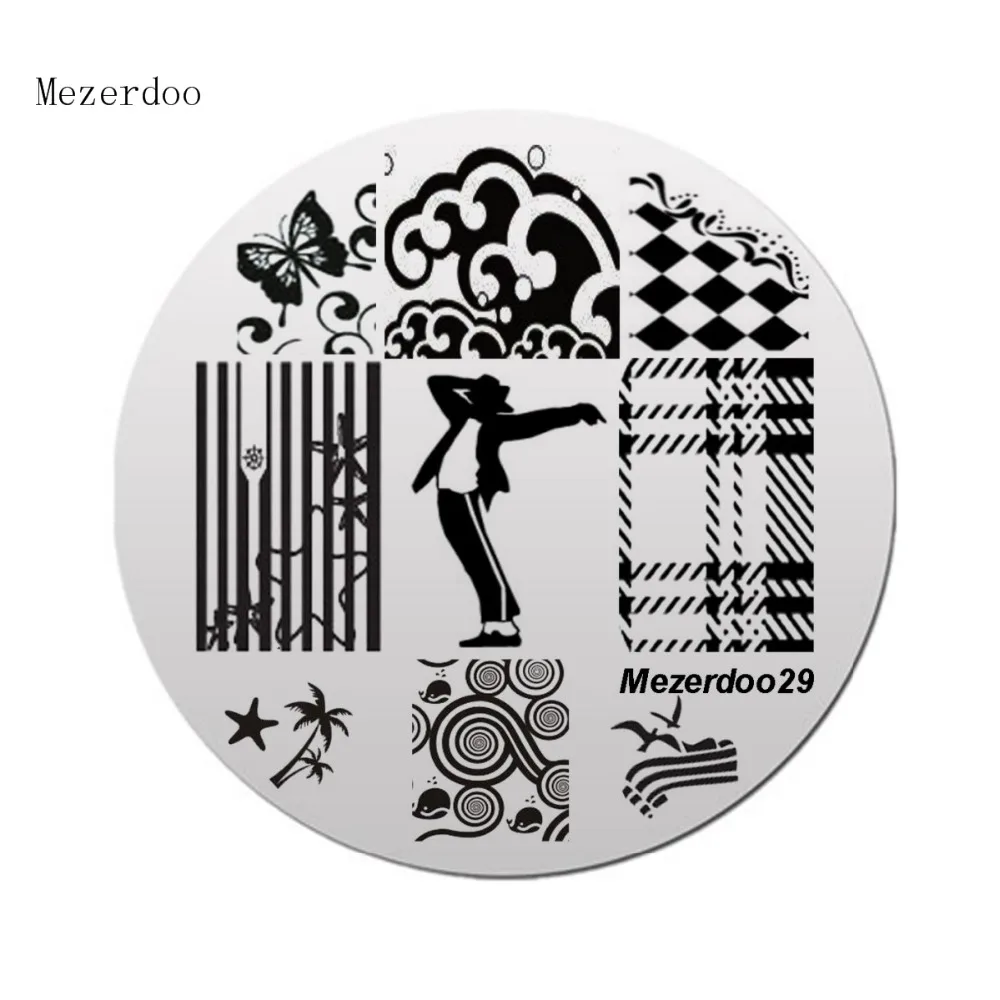 Трафарет для маникюра 1 шт. круглая форма дизайна ногтей узор Mezerdoo 29|image template|nail