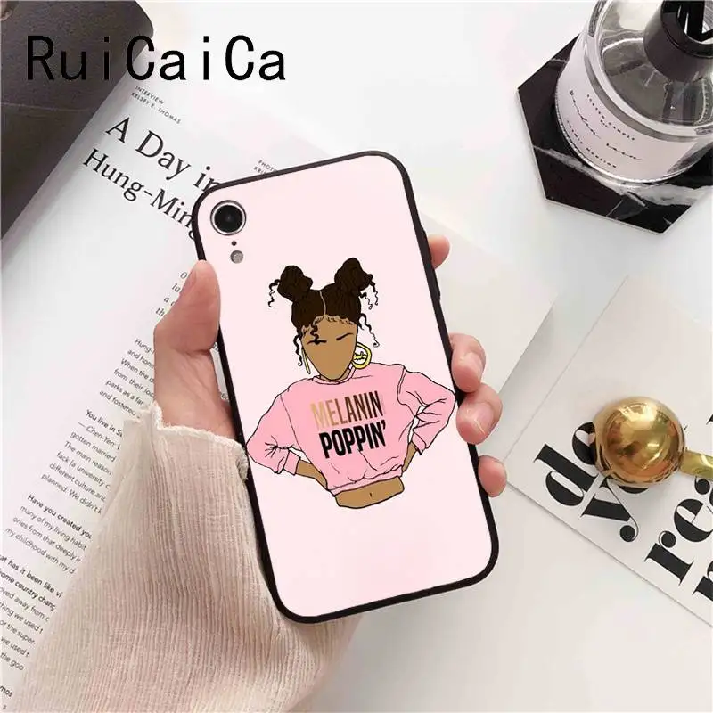Ruicaica Melanin Poppin queen Afro Black Girl Magic rock мягкий чехол для iPhone X XS MAX 6 6s 7 plus 8 Plus 5 5S SE XR |