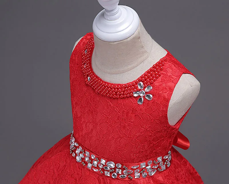 New 2021 Girls Party Dress Embroidered Formal Bridesmaid Wedding Lace Girl Christmas Princess Ball Gown Kids Vestido 4-14 year | Детская