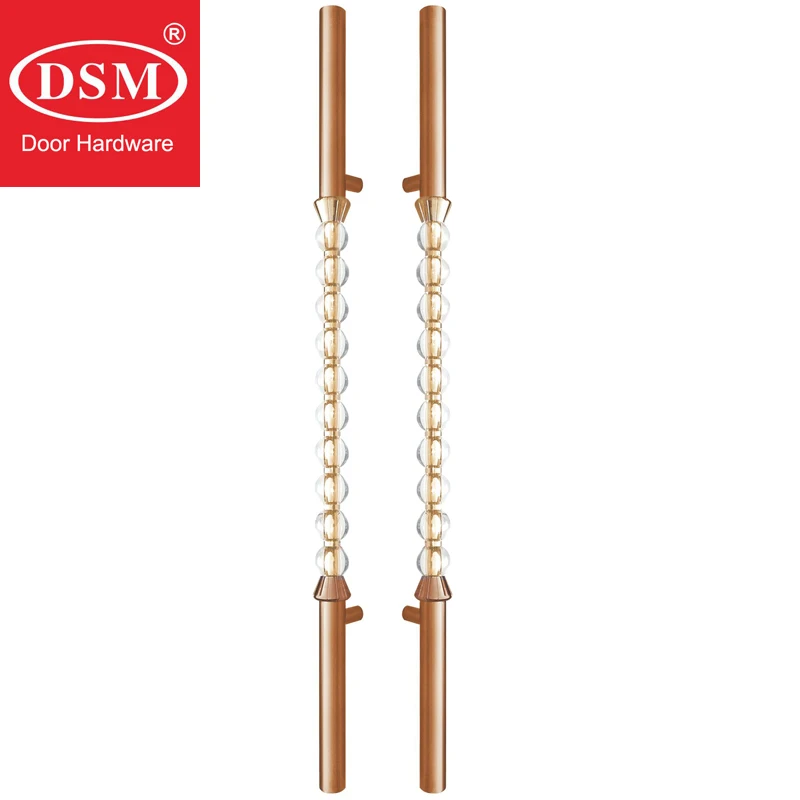

Роскошные прозрачные ручки из розового золота, входные дверные ручки для входа/передние деревянные/металлические двери PA-496-80 * 1800 мм