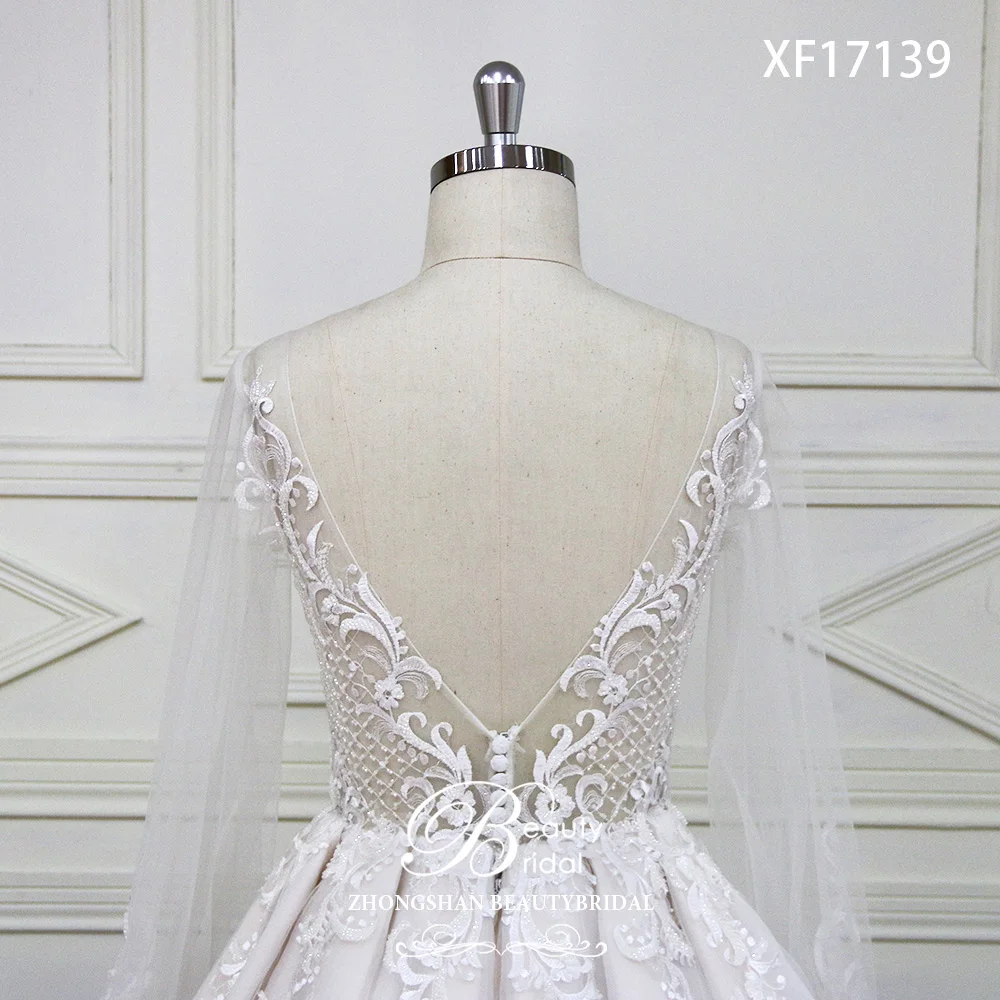 High-end A Line Wedding Dress Long Sleeve Lace Beads Vestido De Novia Vintage Wedding Dresses Real Image Bridal Gown XF17139