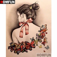homfun 5d diy diamond painting full squareround drill butterfly girl 3d embroidery cross stitch gift home decor a03878