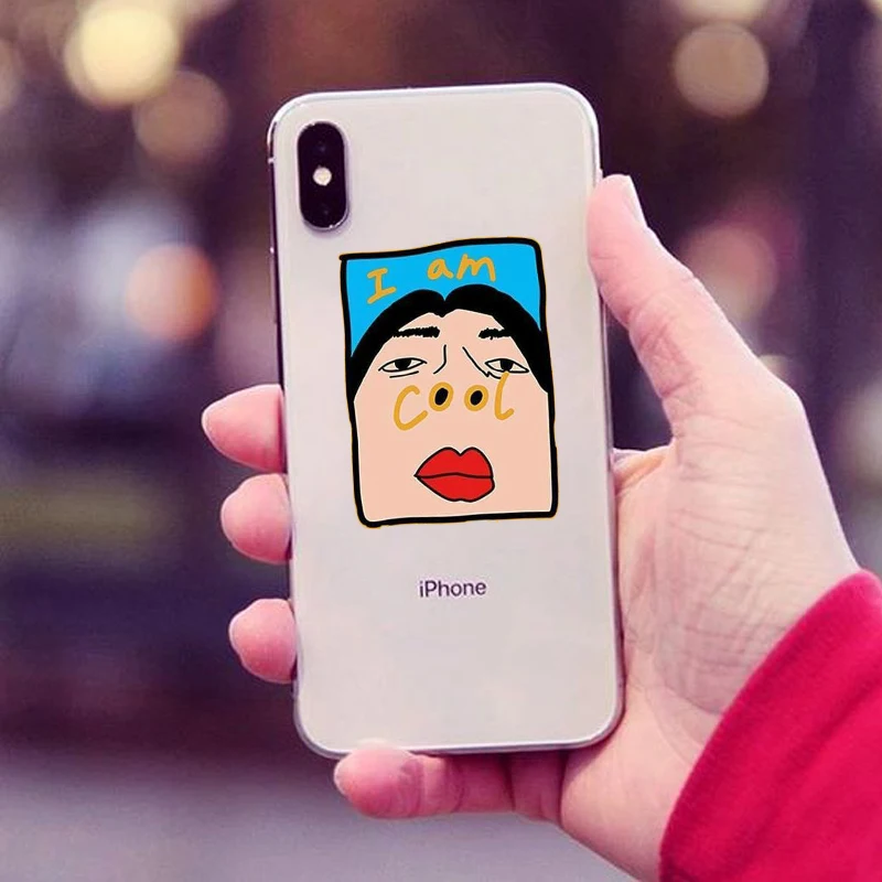 Милый Забавный чехол с рисунком I AM COOL для iphone X XR XS MAX 6 6S 5 5S 7 8 plus мягкая задняя