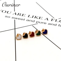 5 colors luxury love heart earrings for women cute earrings jewelry stainless steel rose gold color shell stud earrings ke004 1