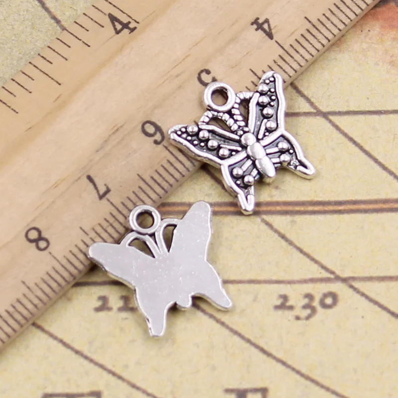 

30pcs Charms Butterfly 16x17mm Tibetan Pendants Crafts Making Findings Handmade Antique Jewelry DIY For Necklace