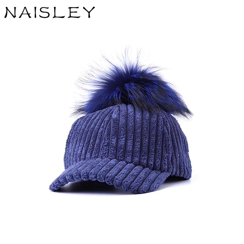 Naisley новые женские Модные шляпа Бейсбол женский Кепки реального норки англичане