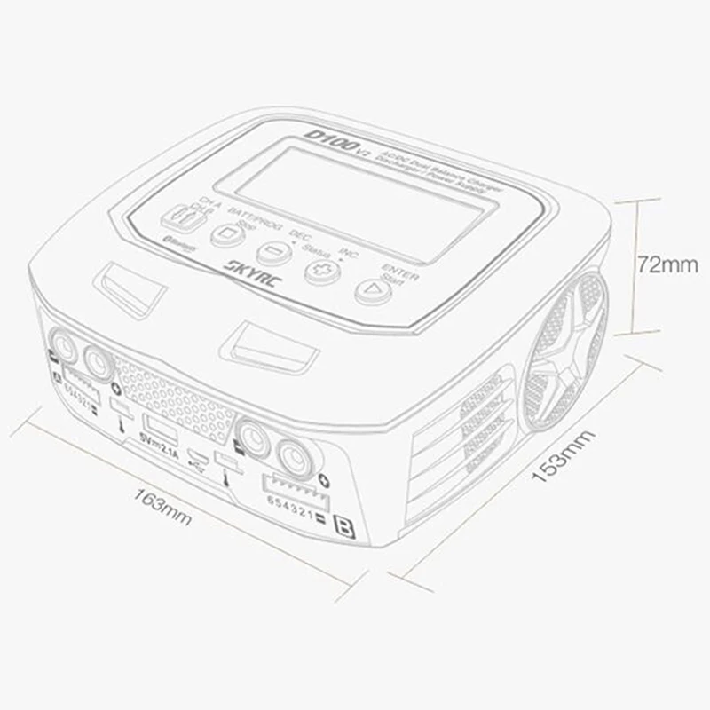 SKYRC D100 V2 Двухканальное Зарядное устройство AC/DC зарядное LiPo 1 6s 2x100 Вт с Bluetooth