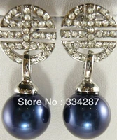 hot sell noble hot sell new 6color12mm whitepinkblueyellowgrayblackgreencoffee shell pearl earring