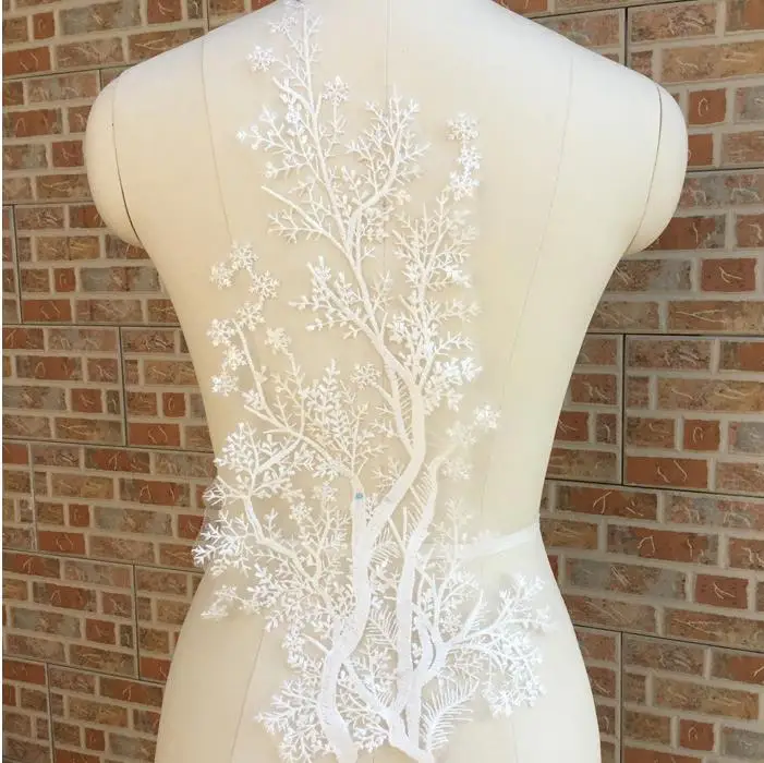 Французская кружевная тканевая нашивка цвета слоновой кости вышитая аппликация