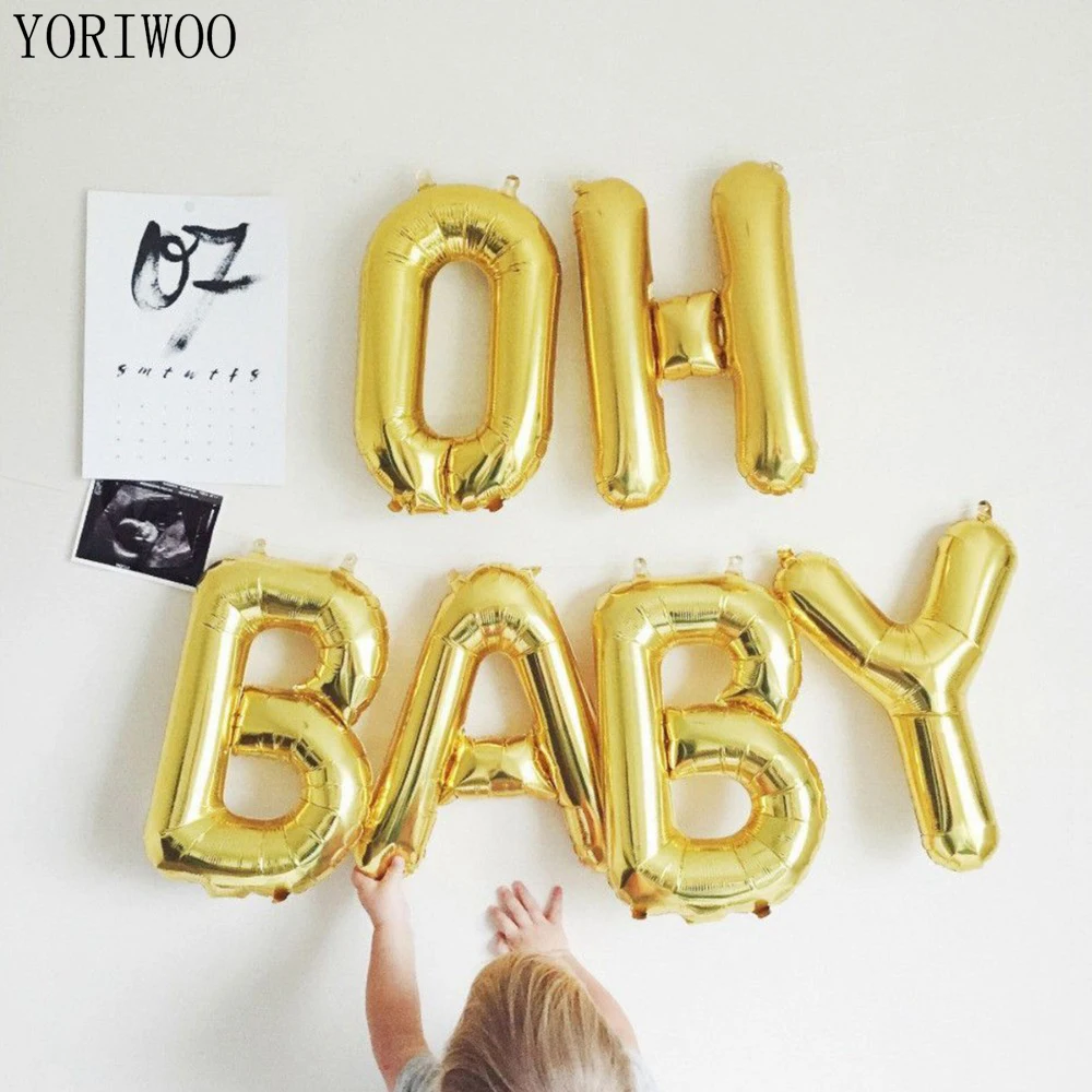 YORIWOO Oh Baby Its A Boy Or Girl Gender Reveal Balloon Shower Foil Balloons Letter Babyshower Favors Newborn | Дом и сад