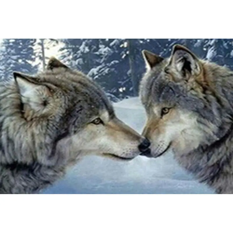 Значок Алмазная вышивка волк поцелуй картина 5d Сделай Сам Вышивка крестом
