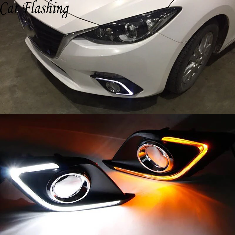Автомобильные мигалки 2 шт. DRL для Mazda 3 Mazda 3 Axela светодиодный DRL дневные ходовые огни с сигналом поворота противотуманный светильник