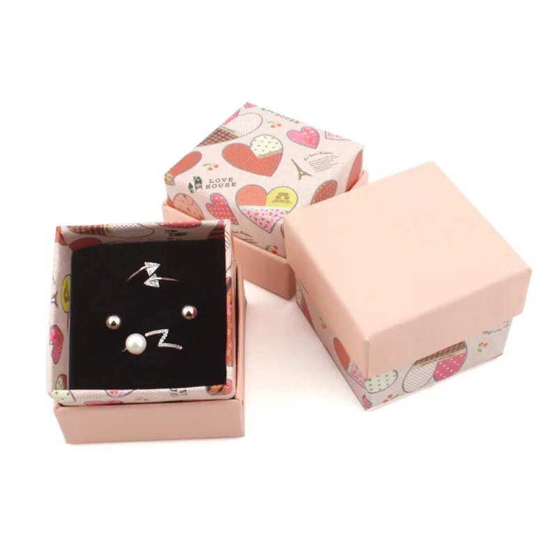 Коробочка DoreenBeads бумажная с милым розовым сердечком серьги кольцо ювелирные