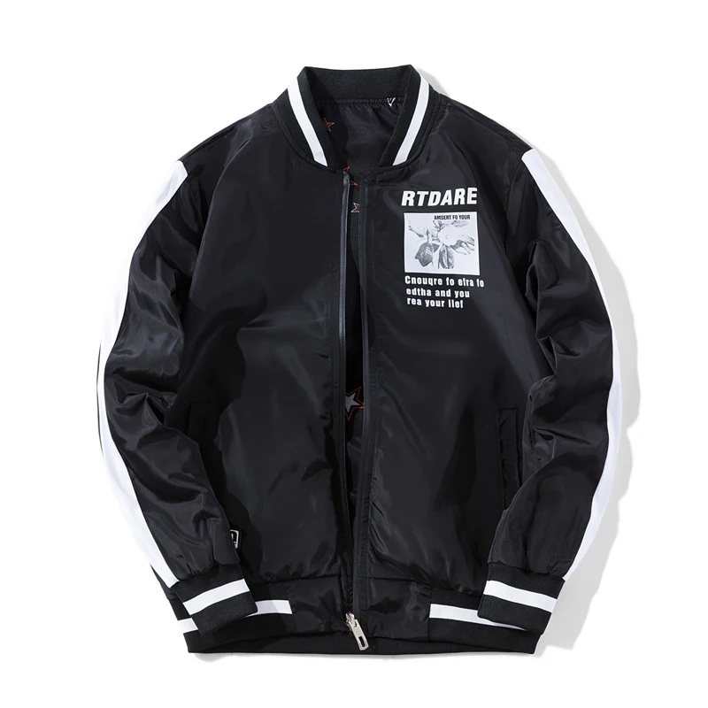 2019 модная мужская куртка на весну и осень Повседневная однотонная бомбер молнии