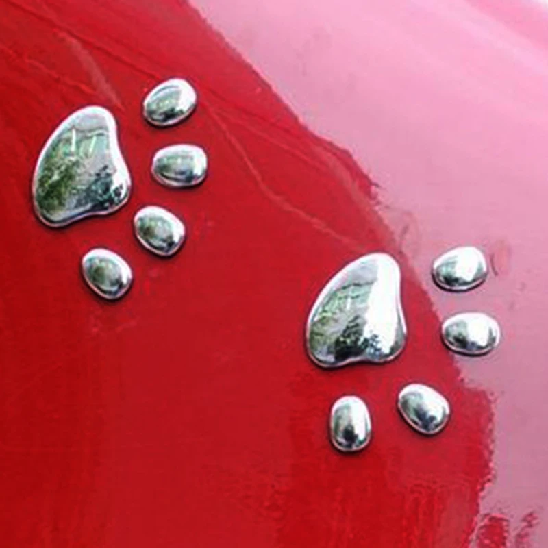 Автомобильная наклейка Серебряный 3D хромированный Медвежонок лапа значок