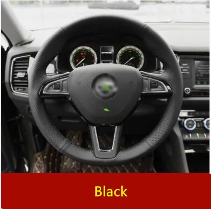 4 Высокое качество ручной работы из натуральной кожи чехол на руль для Skoda Kodiaq AB350 - Название цвета: 4