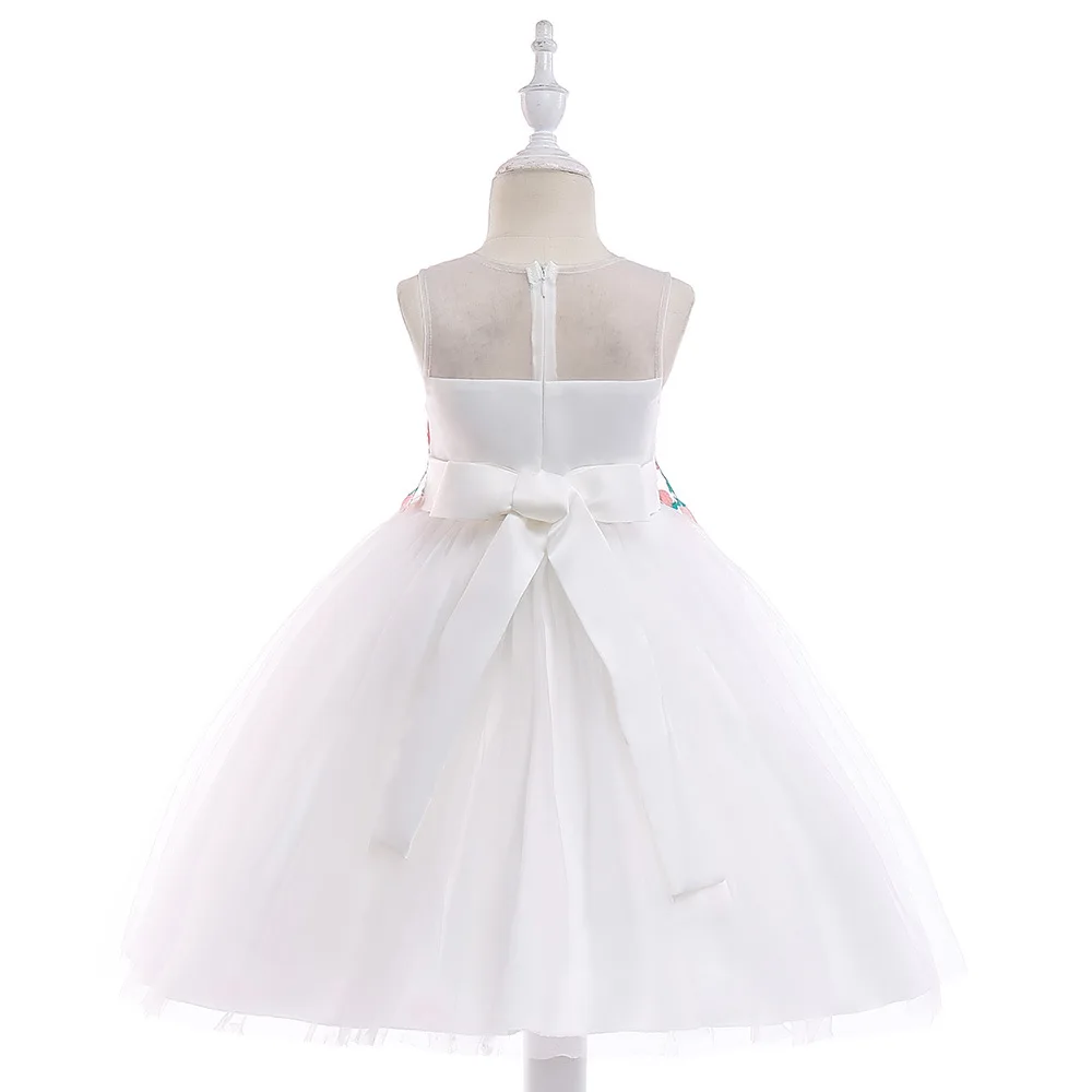 Летнее Сетчатое платье принцессы с цветочной вышивкой для девочек элегантное