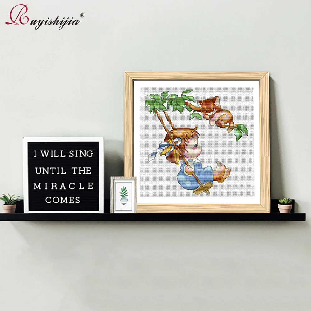 RUYISHIJIA Cross Stitch Kits Handmade Needlework Cartoon Paintings DIY Kids Embroidery Cross-Stitch baby cross stitch kits | Дом и сад
