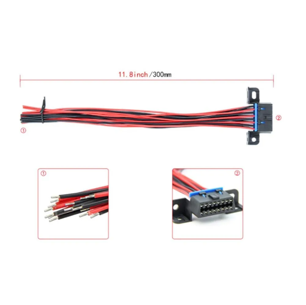 J1962F OBD2 16 Pin гнездовой разъем фиксированный жгут женский конструктор тире порт с полным кабелем