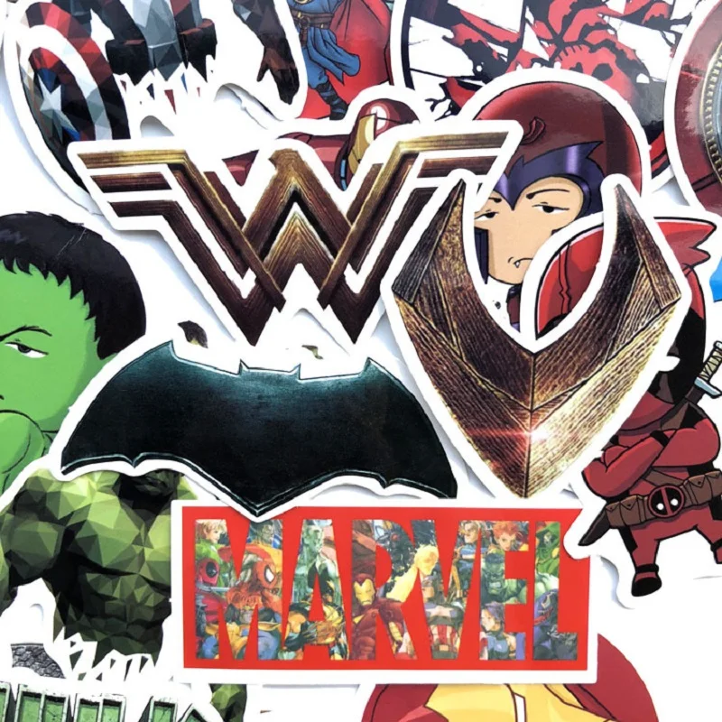 50 шт. мультфильм аниме супер герой Marvel DC чемодан наклейки Супермен Бэтмен