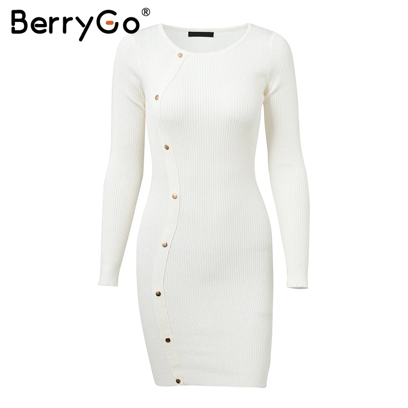 BerryGo сексуальное облегающее трикотажное платье-свитер женское Повседневное
