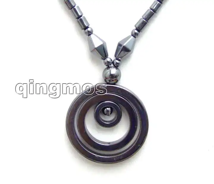 Big 38mm Circle Black Pendants and knurl Shape natural Hematite 18&quot Necklace -nec5082 Wholesale/retail Free shipping | Украшения и