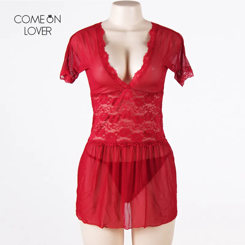 Comeonlover женская ночная рубашка с v-образным вырезом коротким рукавом нижнее белье