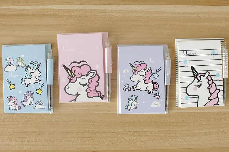 Милый мультяшный единорог с ручкой блокнот для заметок Kawaii Липкие заметки для детей подарок блокнот школьный блокнот офисные канцелярские закладки