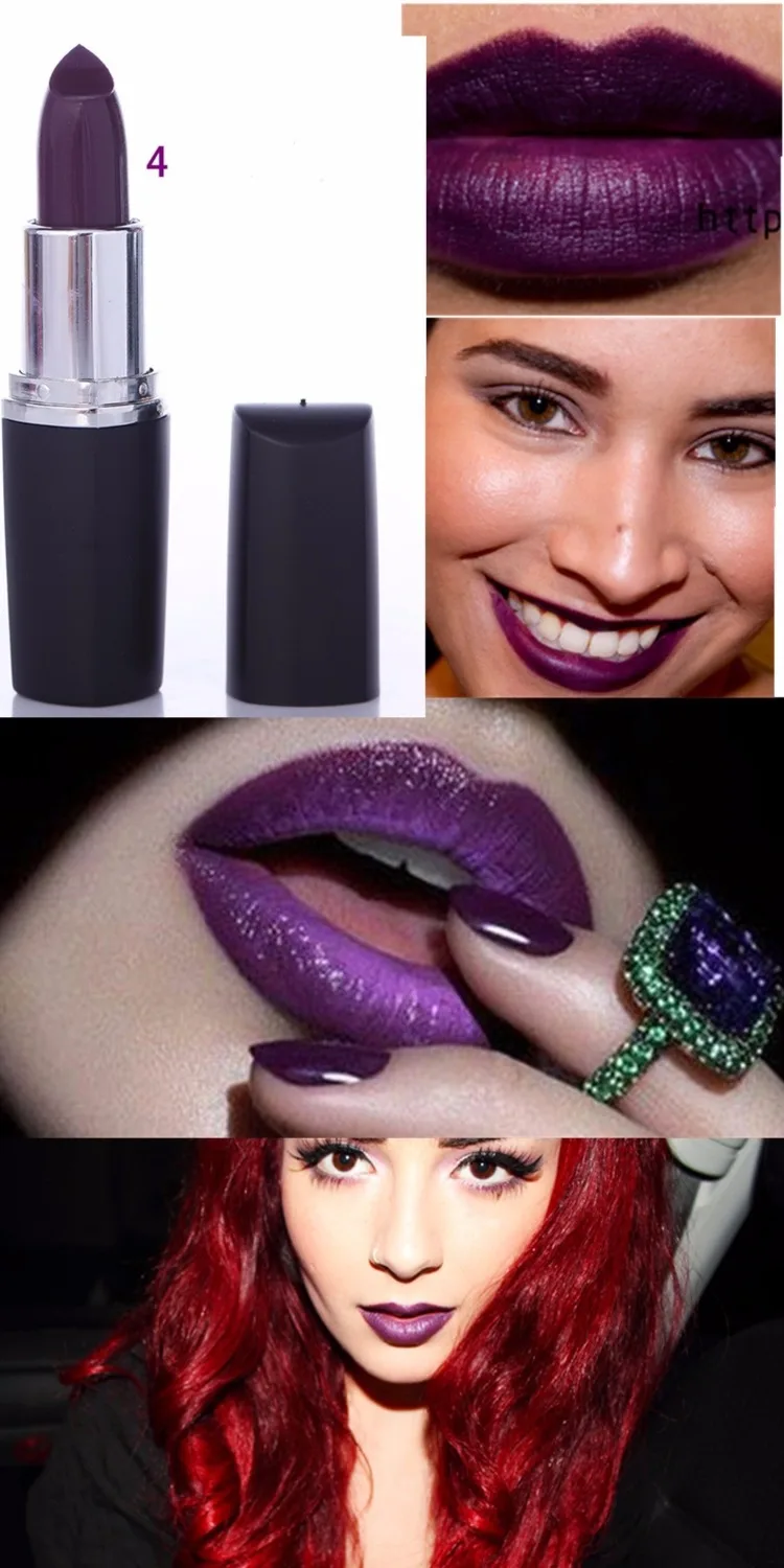 

8PCS/LOT rose red lipstick vampire dark red black Gothic Purple Liquid Lipstick Cosmetic Makeup Matte Lipstick Make Up Lip Stick