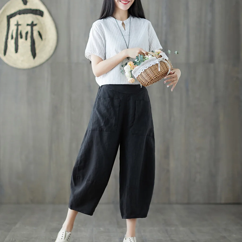 SAGACE 2019 Women New Fashion Solid Pattern Cotton Long Length Pants High Waist Casual Style Trousers Dropship 95245 | Женская одежда