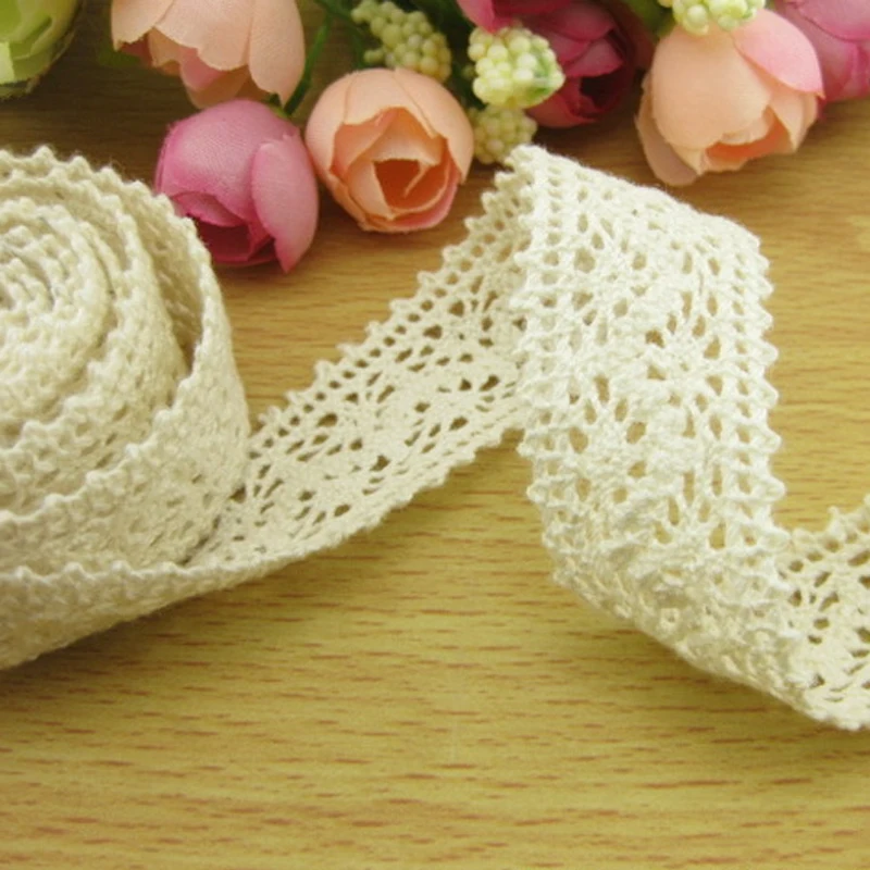 1 Meter DIY Handmade Patchwork Christmas Ribbons Cotton Material Lace Ribbon Beige Color Sewing Accessory | Дом и сад