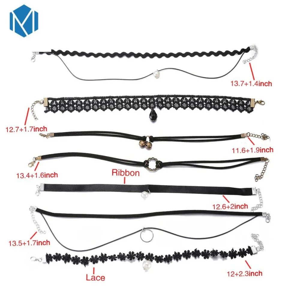 MISM New 4 Pcs/Set Crystal Choker Pearl Necklace Women Retro Collier Femme Velvet Layered Black Lace Jewelry Lady Kolye | Украшения и