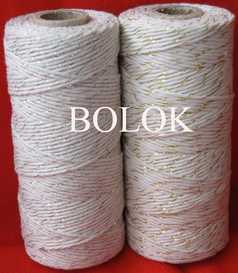 

20pcs/lot Sliver/ gold/copper/red metallic Cotton Baker twine 110yards/spool used in gift packing by free shipping