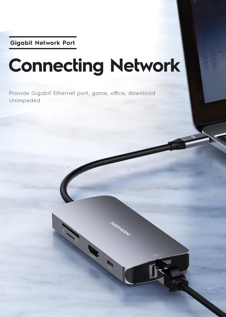 NOHON USB 3,0 концентратор USB C концентратор HDMI адаптер Ethernet для huawei mate 20 MacBook Pro USB-C концентратор 7 портов USB разветвитель SD PD кардридер
