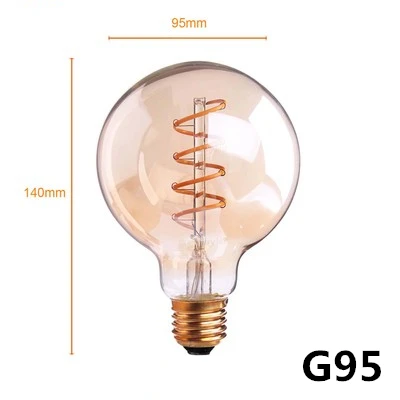 G95 YNL ретро лампы Эдисона мягкая спиральная светодиодный ламп накаливания E27 220V 3W ST64 A60 G80 G95 G125 T45 T185 подвесной светильник в стиле ретро светильник ing Декор - Цвет: G95