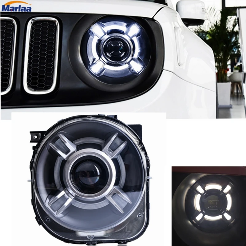 Пара Для Джип Ренегат hid светодиодные фары с DRL и би-ксеноновые проектор для джип Ренегат- фар