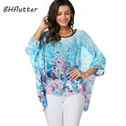 Женская шифоновая блузка BHflutter, повседневная Летняя туника в стиле бохо, Пляжная рубашка