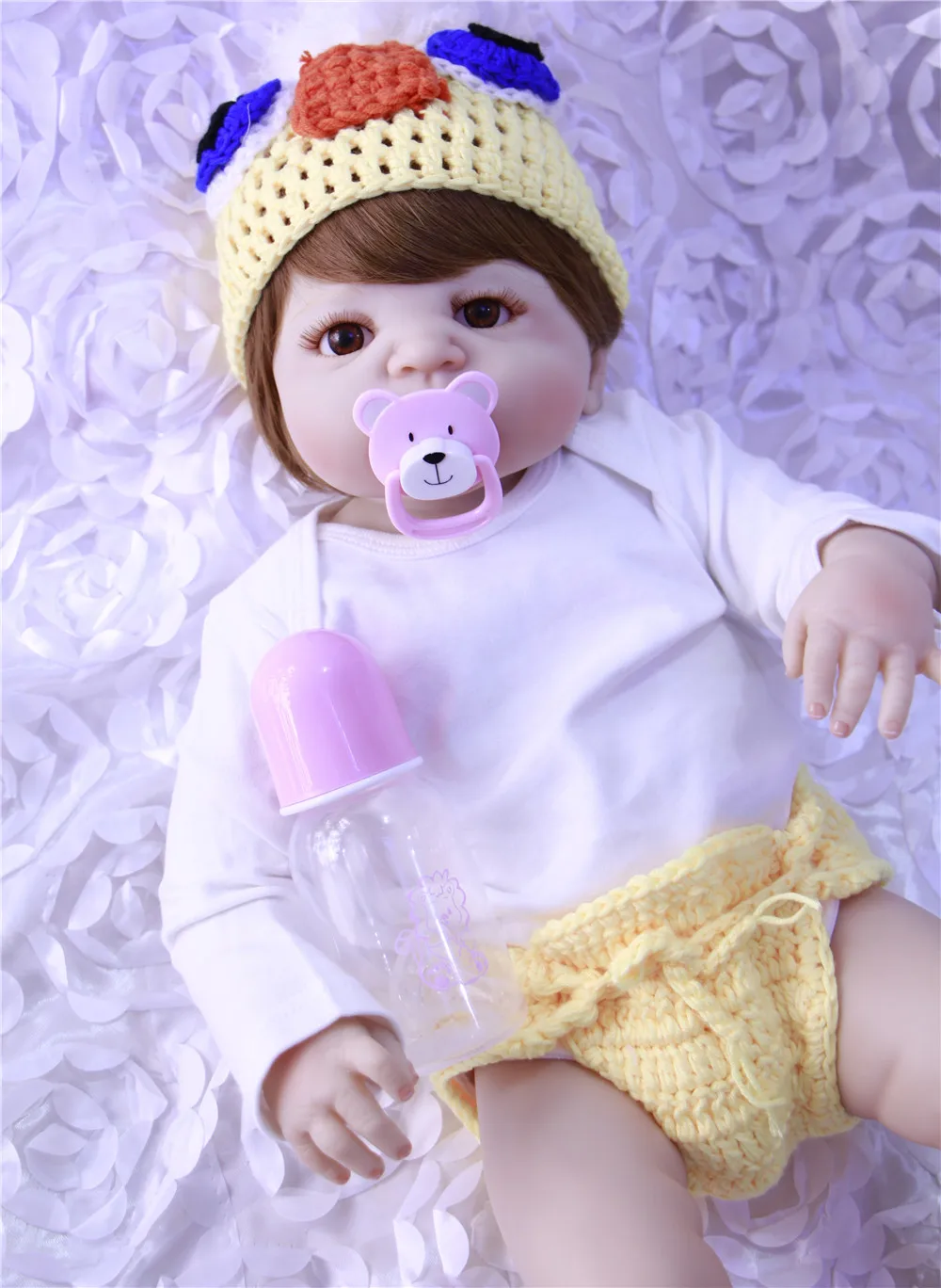 57 см прекрасный полный тело силиконовый Возрожденный Ребенок Девочка Кукла