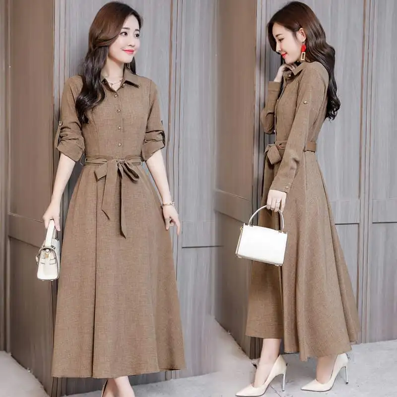 Женское платье 2020 модное весеннее осеннее Новое тонкое женское длинное