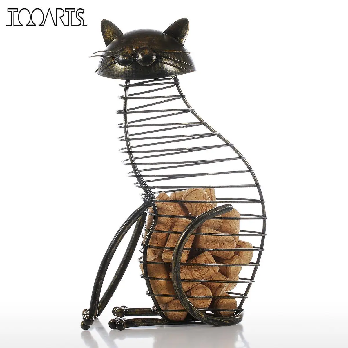 

Tooarts Cat Barware Wine Cork Container Bar Accessories Iron Craft Modern Home Decor Gift Handicraft Metal Animal Ornament