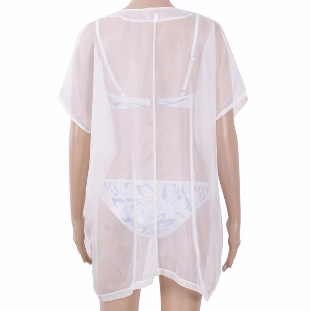 Летняя стильная женская сексуальная шифоновая рубашка с v-образным вырезом