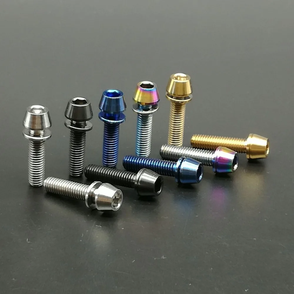 Многоцветная M5X20mm титановая Шестигранная коническая головка M5 Ti болты винт с шайбой 4 шт./лот