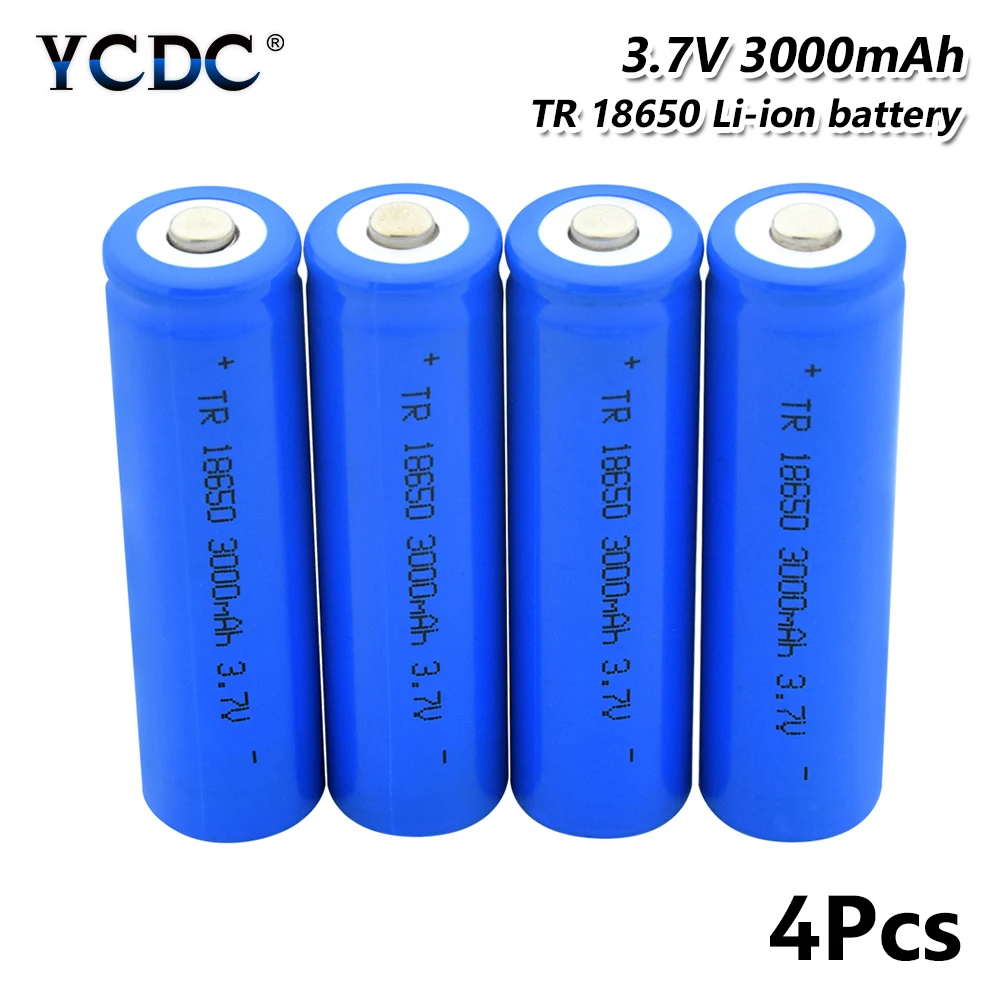 4pcs 1/2/4/6/8/10 шт. синий острый 18650 Батарея 3,7 V 3000 мА/ч, литий зарядки Перезаряжаемые батарейки литий-ионный аккумулятор для фонарика - Цвет: 4pcs
