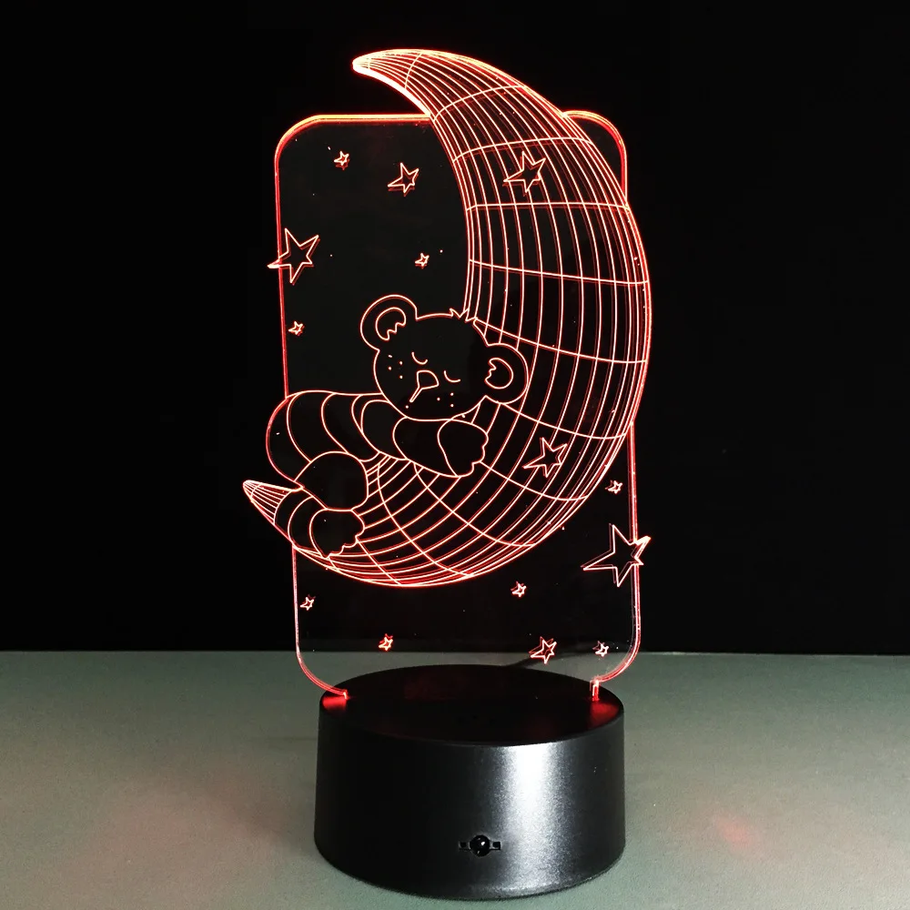 

Moon Bear Lamp 3D Illusion Hologram Visual LED Night Lights Touch USB Table Lampara Baby Sleeping 7 Color Changing Nightlight