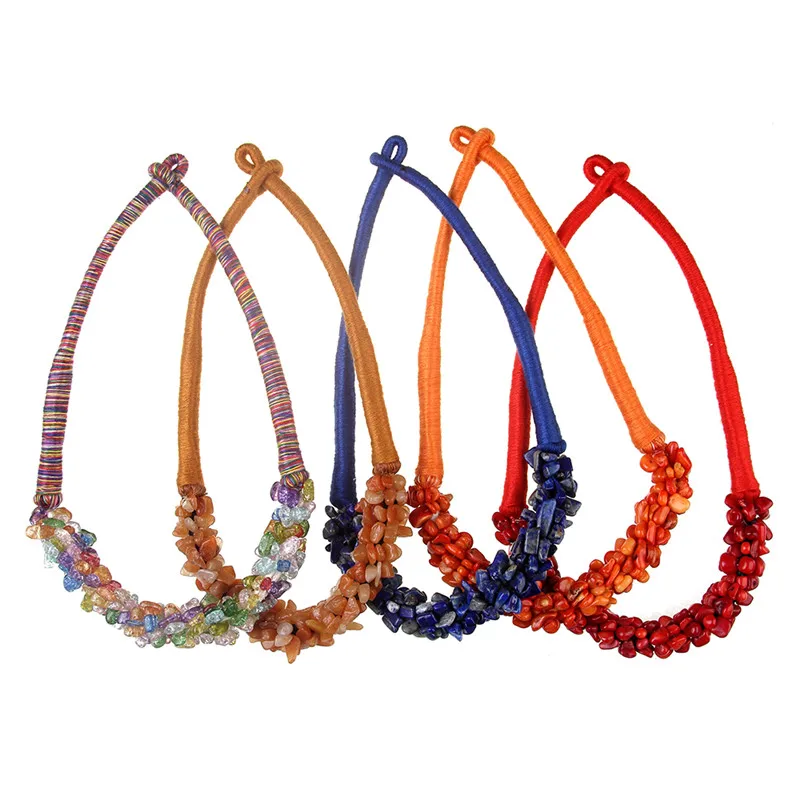 Мода ручной работы ткань гравийной каменный колье чокер ожерелье для женщин