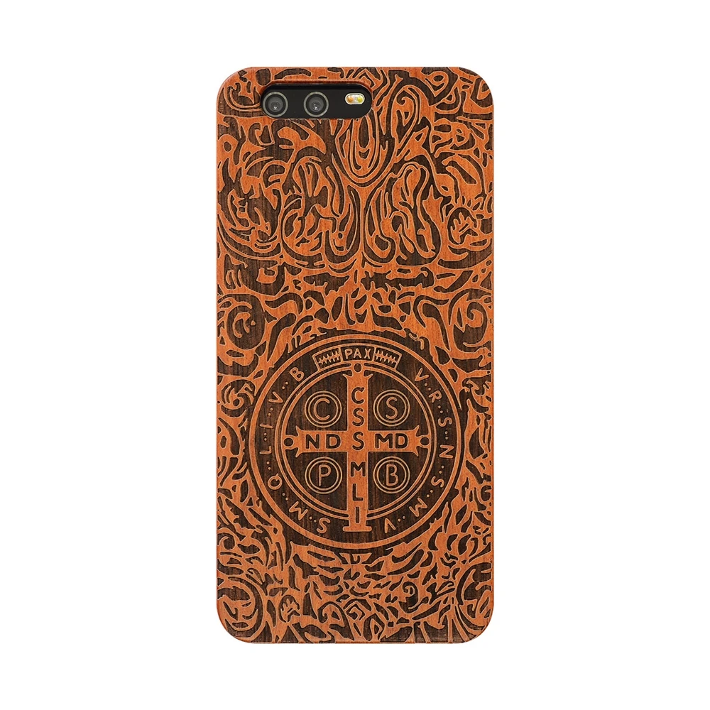 Модные тонкие роскошные бамбука Деревянный чехол для телефона для Huawei p9/p9plus/p9lite/G9/p10/p10 плюс деревянная крышка цветок крест покер узор - Цвет: Бежевый