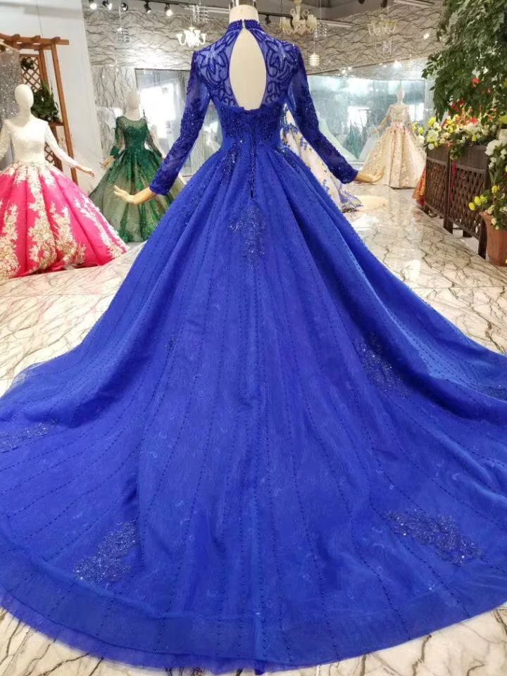 Роскошное платье CloverBridal из бисера с вертикальной цепочкой ярко синее арабское