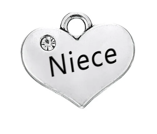 

30pcs Inlaid Rhinestone ancient silver double side NIECE lettering alloy Pendant charm Handmade earring bracelet 17.1*14.9mm