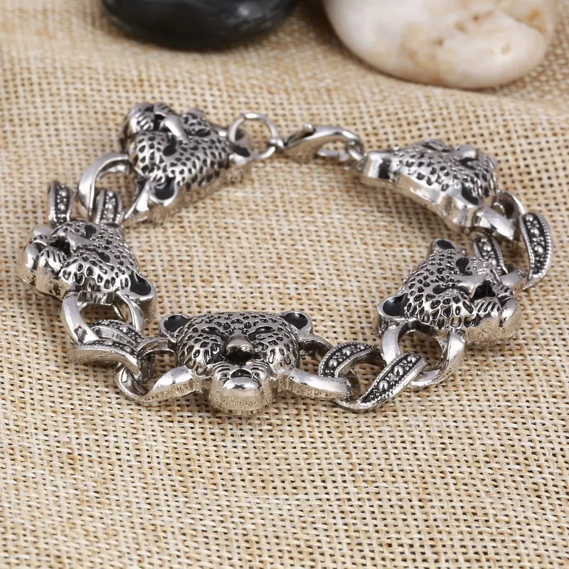 Винтажный Мужской Браслет ZOSHI из нержавеющей стали подвески с леопардом браслет